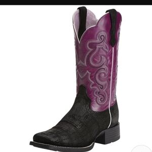 Women's Black and Pink Western Boots